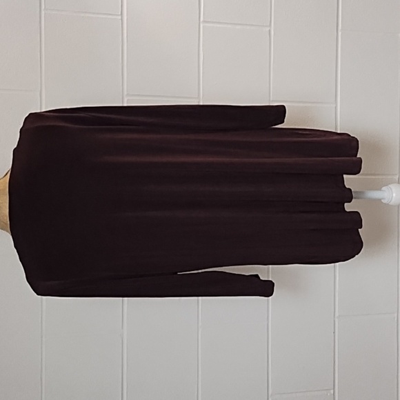 Chico's Travelers 16 Plum Burgundy Jacket Slinky Open Front 3/4 Sleeve Comfy - Picture 2 of 7